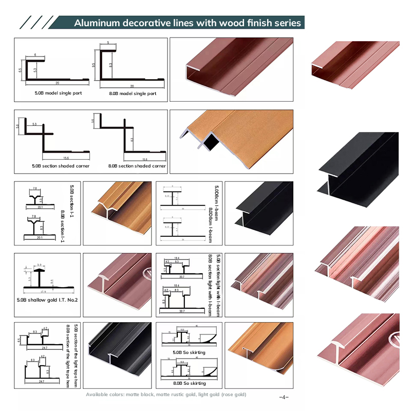 Linii decorative din aluminiu care protejează și decorează marginile plăcilor