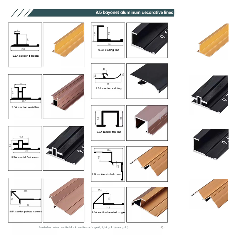 Linii decorative din aluminiu care protejează și decorează marginile plăcilor